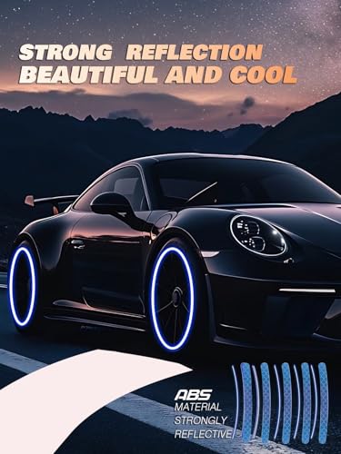 Image of 20PCS Car Wheel Reflective Decorative Strip,Night Safety Warning Stickers,Cars,Motorcycles,Bicycles are Applicable, Colorful and Diverse, a Street the Most Beautiful Car (Deep Purple Blue)