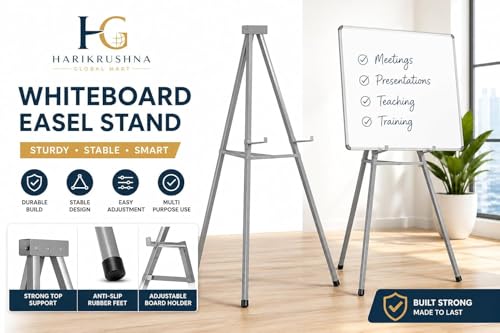 Image of Premium 5 Feet Heavy Duty Folding Easel Stand for White Board, Black Board, Notice Board & Sun Board | Adjustable Display Stand for Presentation, Office, Advertisement | White Board Not Included | Grey