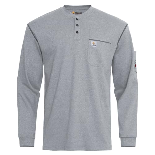 Image of VANLENS FR Shirts for Men CAT2/HRC2 Flame Resistant Shirts 6.5oz Light Weight Long Sleeve Fire Retardant Shirts