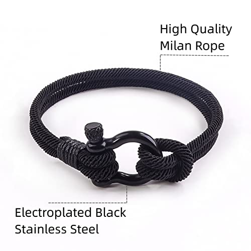 Josphlies To My Son From Mom/Dad Personalized Handmade Braided Bracelet"Love You Forever" Graduation Gift For Men/Boys Stainless Steel Knot Bracelets Rope,Birthday Gifts,Back To School Gift (Black) #TOP6