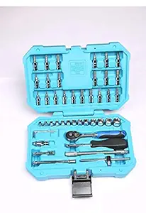 Taparia SA46 Steel 1/4 Square Drive Socket Set (Silver, 46 Piece)
