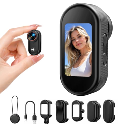 CAMWORLD Caméra POV 4K Mini Sport WiFi, Format TikTok Youtube, Changement Portrait Paysage Un Clic, Camera Vlog Magnétique, Écran 1.47', Caméra Corporelle 44g pour Voyage