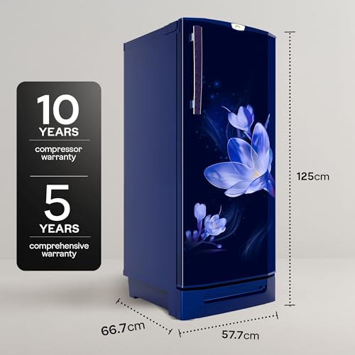 Image of Godrej 185 L 5 Star 5 Years Comprehensive Warranty New Launch| Base Drawer| 22L Jumbo Vegetable Tray| Advanced Inverter Technology| Single Door Refrigerator (2026, RD 195EN TDI MY BL, Mystic Blue)