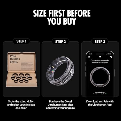 Image of ULTRAHUMAN Diesel Ring I Fashion of The Future | Industrial Design Meets Performance I Size First | Smart Ring Activity Tracker for Men & Women | Actionable Health Insights | (Phantom, 5)