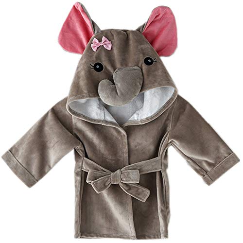 Image of Fox Baby Girl Bathrobes Cute Girl's Robe with Hood Pink Towel for Girls Soft Hooded Ultra Absorbent