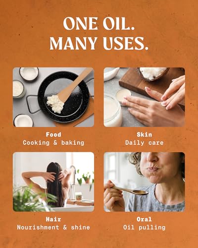 Image of NaturaleBio Organic Virgin Coconut Oil 32 fl oz Raw Cold Pressed for Skin, Hair, Moisturizer, Massage, Body, Hand, Cream, Vegan Butter Alternative, Ideal Lotion, Perfect Care
