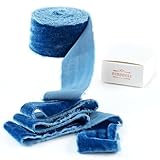 DINDOSAL Blue Velvet Ribbon 1.5 Inch, Hand Frayed Silk Velvet Ribbon for Gift Wrapping, Christmas Tree Decor, Wedding Invitations, Bridal Bouquet, Rustic Bows, 3 Yards