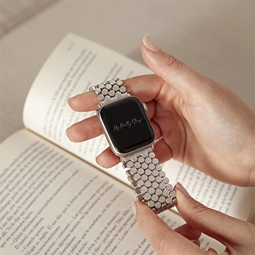 Image of My Pretty Strap - Compatible Apple Watch Band Strap, Stainless Steel Fashion iWatch Replacement Strap- Easy Resizing, No Tool Needed, Fits Most Wrists- Series 1-11, SE and Ultra