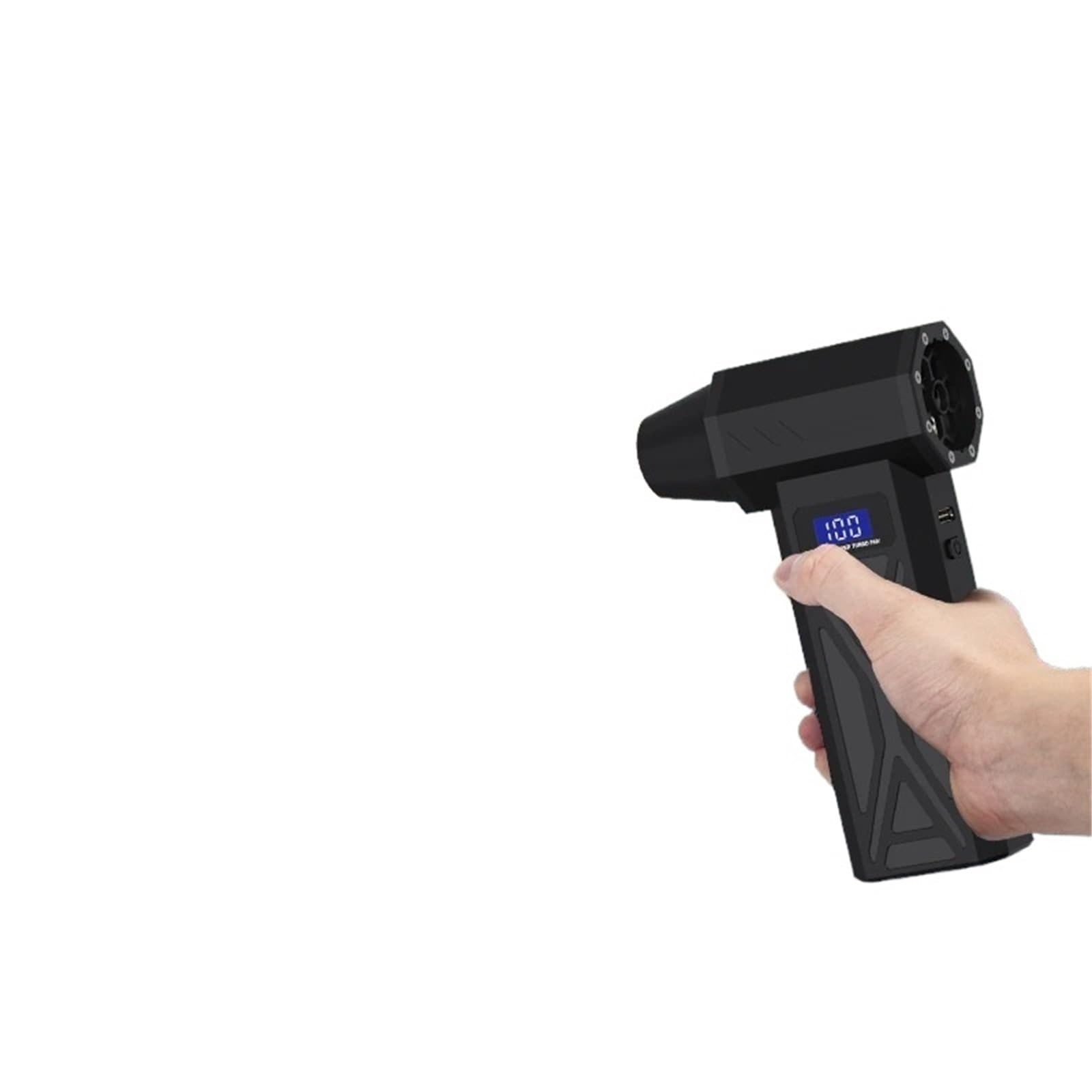 Ventilatore turbo ad alta potenza con display digitale - Ricarica rapida USB, motore brushless, asciugacapelli portatile da campeggio, dispositivo di raffreddamento tavolo