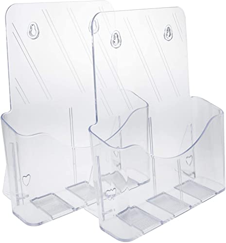 Yesland Lot de 2 porte-brochures en acrylique - 22 x 28 cm - En plastique transparent - Porte-brochures en format portrait - Pour menus, brochures, documents, magazines, dépliants Cover