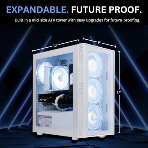 Image of NOVATECH Phantom - Prebuilt Gaming PC Desktop Computer - RTX 3050 - i7 Xeon 3.5GHz - 16GB RAM - 512GB M.2 SSD WiFi /BT, Win 11 Pro - Gaming Computer Tower, Pre Built PC Gaming - 1 Year Warranty (White)