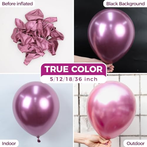 Image of Bezente Metallic Hot Pink Latex Party Balloons - 100 Pack 12 inch Round Helium Chrome Dark Pink Magenta Fuchsia Balloons for Bachelorette Wedding Birthday Gender Reveal Party Decorations