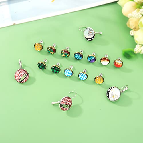 8 Pairs Tanjiro Stud Earrings For Women Anime Acrylic Drop Earrings Anime Cosplay Accessories For Womens Teen Girls (8 Pairs) #TOP3