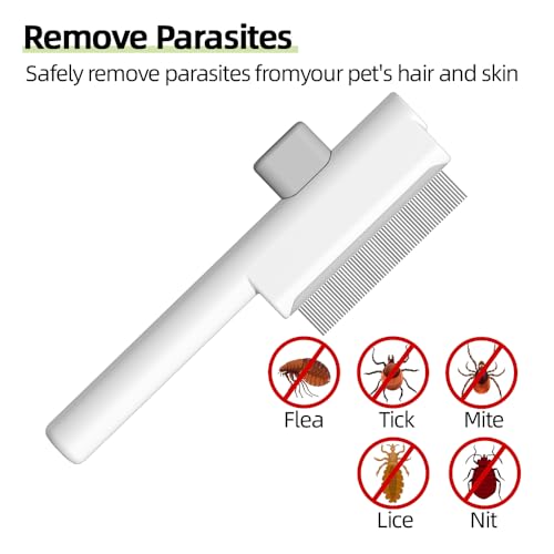 Image of Marchul Cat Comb, Self-Cleaning Hair Remover Flea Comb for Long & Short Hair Pets, Cat Grooming Brush with Release Button & Metal Round Teeth for Massage, Shedding Tangles & Removal Loose Hairs
