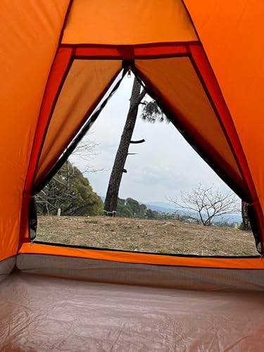 Image of 2 Person Camping Tent Dome Tent Water Resistant UV Protection Wind Ready Portable for Camping Hiking Trekking Festivals ET1102 Orange