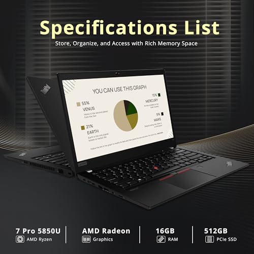 Image of Lenovo ThinkPad T14 Gen 2 Business Laptop, 14 inch FHD Display, AMD Ryzen 7 Pro 5850U, 16GB RAM, 512GB PCIe SSD, AMD Radeon Graphics, 720P HD Webcam, Wi-Fi 6, Win 11 Pro, Black, 32GB Hotface USB Card
