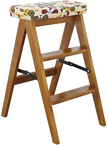 Escaleras de madera de 3 peldaños y taburete portátil para el hogar 2