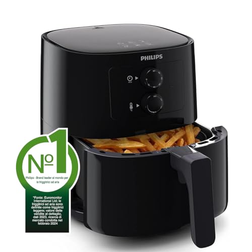 ‎PHILIPS Essential Airfryer Friggitrice Ad Aria - Capienza Da 4,1 L, Friggitrice Senza Olio, Tecnologia Rapid Air, App HomeID, Timer E Controllo Della Temperatura, Nero (HD9200/90)