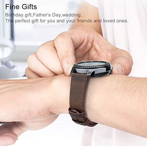 Ibazal 20Mm Gear S2 Classic Leather Band Compatible With Samsung Galaxy Watch Active/Gear S2 Classic /Galaxy Watch 3 41Mm/42Mm Band Sm-R732/Huawei Watch 2 Adjustable Men Women Watchband- Coffee+Black Clasp #TOP4