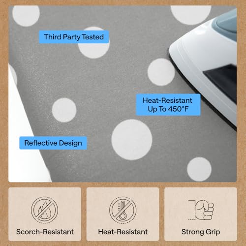 Image of Gorilla Grip Reflective Silicone Ironing Board Cover, 15x54, Fits Large and Standard Boards, Pads Resist Scorching and Staining, Elastic Edge Covers, Thick Padding, No Fasteners Needed, Dots