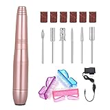 Elektrisches Maniküre-/Pediküre-Set, Elektrische Nagelfeile Nagelfräser mit 6 Nagelpflege-Aufsätzen und 3 Bürsten-EINWEG