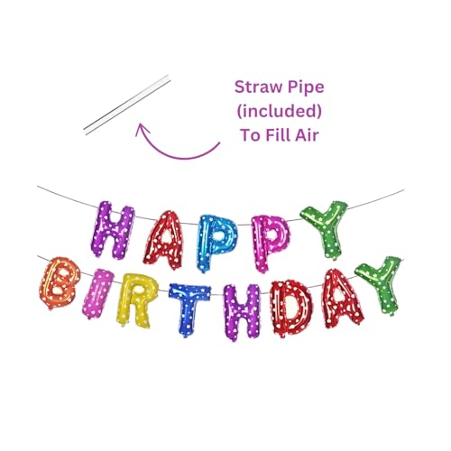 Image of KITTER Happy Birthday Letters Foil Balloon Set for Decoration | Multicolour Happy Birth Day Balloons Banner Set for Boys, Girls, Adults | Colorful Birthday Letters Foil Banner Balloons