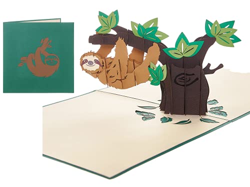 Image of Rykamia Sloth Pop Up Card - Sloth Birthday & Thank You Card For Kids - Jungle Theme Gift