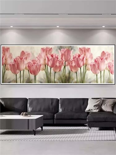 Broderie diamant grand format fleur de rose éclatante kit cristal strass 90x270cm