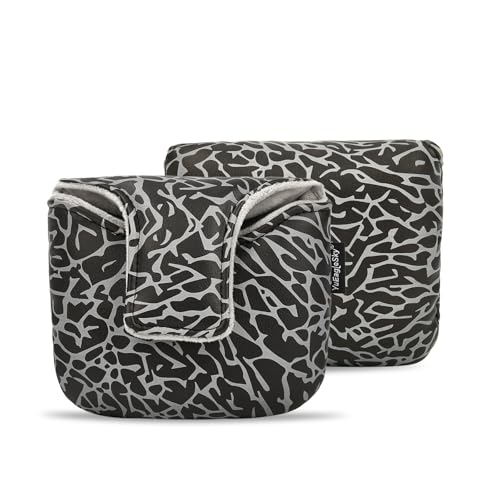 YuEagleSky Golf Club Mallet Putter Head Cover Black with Grey Elephant Print Design - Magnetic Closure, Durable PU Material - Single Package
