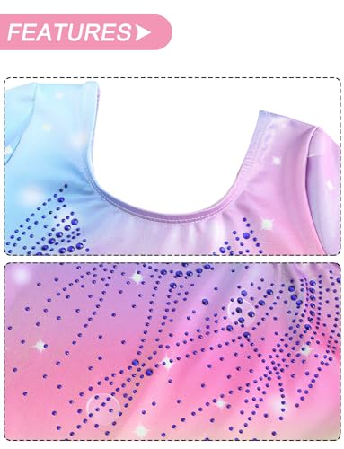 Adigau Mädchen Turnanzug Turnshorts Haarband Set Langarm Ballettbody mit Sport Shorts Ballettanzug Turnbody Sport Trikotanzug Gymnastik Trikot Leotards B2 11-12 Jahre