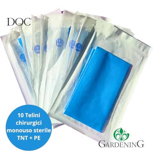 DOC Sterile chirurgische Tücher aus TNT 50 x 50 cm, Packung mit 10 Stück, Einweg-Tuch, wasserdicht, in Verbindung mit TNT + PE, Größe 50 x 50 (10 Stück)