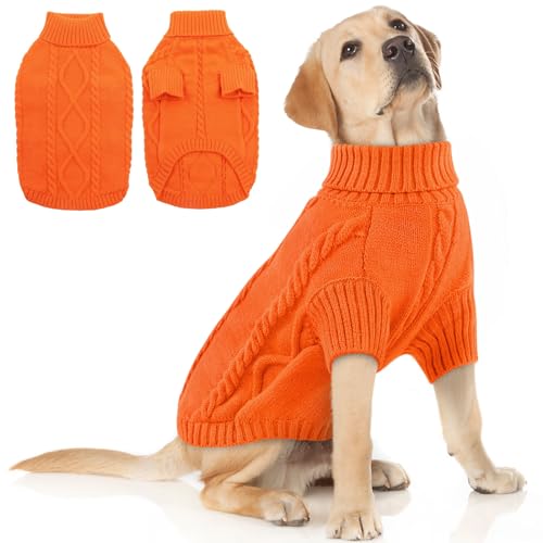 Image of Queenmore XXL Dog Sweater,Classic Knit Big Dog Christmas Sweater Turtleneck