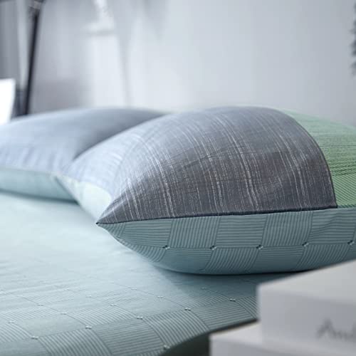 Highbuy HBF190402T Twin Duvet Cover Set Soft Cotton Kids Grey Green Stripe Comforter Cover Twin Men And Women 3 Pieces Geometric Grid Bedding Sets Comforter Duvet Cover Set thumb #6