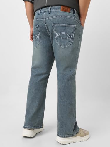 Image of Urbano Plus Men's Stretch Fit Mid Rise Washed Bootcut Jeans Stretchable