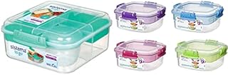 Sistema Bento Box to GO | Lunch Box with Yoghurt/Fruit Pot | 1.25 L Square & Snacks to GO Food Storage Container | 400 ml | Small Snack Pot with Compartments | BPA-Free