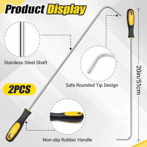 Image of Arrowbash 2 Pcs 20 Inch Horseshoe Pick-up Hook with Stainless Steel Shaft, Ergonomic Grip Horseshoe Retriever, Portable Horse Shoe Pick up Stick for Outdoor Games