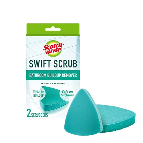 Scotch-Brite Swift Scrub Bath Cleaner Scrubbers, Soap Scum Remover for Cleaning Bathroom, Bathroom Scrubber Pads Safe for Tile, 2 Bathroom Cleaner Scrubbers