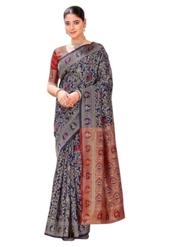 Image of Yashika Women's Banarsi Silk Saree with Blouse Piece for Traditional Ethnic Wear Sari