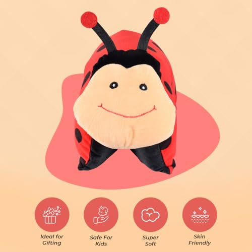 Image of Ultra Cute Animal Folding Cushion Soft Toy, 18 x 13 inches (Lady Bug)