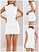 MIYIEONZ Women's Sexy Summer Casual Mock Neck Sleeveless Bodycon Dresses White Small Ruched Turtleneck Cocktail Party Mini Dress
