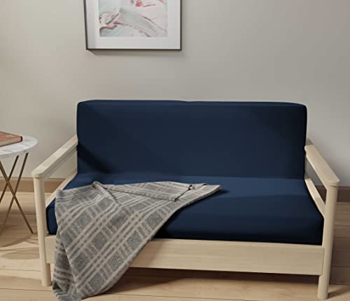 Lane Linen Futon Covers Full Size, 100% Cotton Futon Slipcovers, Full Size Futon Mattress Cover For Futon Sofa Bed, Foldable Armless Sofa Cover, Zippered Futon Couch Cover - Dark Blue #TOP2