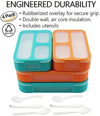 Miniatura 2 de Lonchera y recipientes de aperitivos para niños y niñas Kits de recipientes de porciones a prueba de fugas sin BPA Paquete económico de 4 Verde