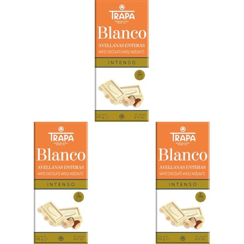 TRAPA - INTENSO. Tableta de Chocolate Blanco con Avellanas Enteras.- 175 gr (Paquete de 3)