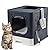Vealind Kitten Cat Litter Tray with Lid, Little Devil Design Front Door Foldable Litter Box for Small Cats & Rabbits (Black)