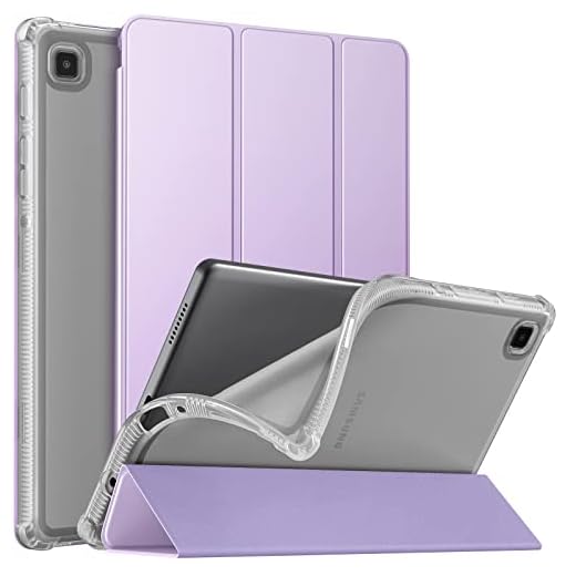 MoKo Case Fits Samsung Galaxy Tab A7 Lite 8.7 Inch SM-T225/T220/T227, Slim Lightweight Smart Case Trifold Stand Case with Soft TPU Translucent Frosted Back Shell for Galaxy Tab A7 Lite - Taro Purple