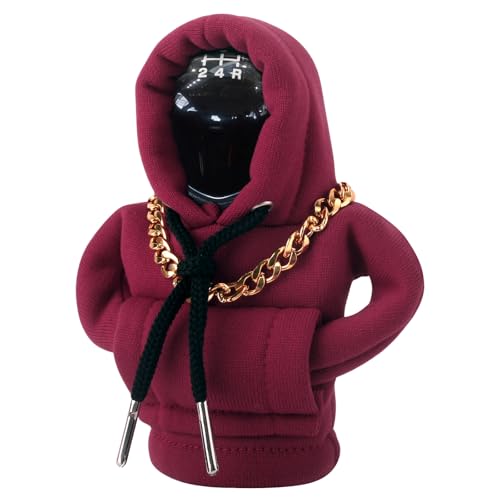 VAGCARS Camisola com capuz para alavanca de mudanças de carro, capa para alavanca de mudanças, capa para alavanca de mudanças com colar, acessórios universais para o interior do carro (vermelho)