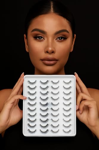 Image of Beauty False Eyelash For Women-Natural & Lightweight Faux Mink Fake Eyelashes /Long Lasting Eye Makeup Lash 5D / Soft & Comfortable Black Reusable Cat Eye Lashes -Fluttery & Wispy (Love 20)