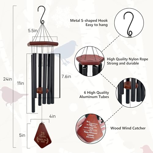 Image of ASTARIN Personalized Name Memorial Wind Chimes, Sympathy Gift for Loss of Lover Mom Dad, Bereavement Deep Tone Wind Chimes for Outside in Memory Gift, Decor Outdoor Garden Patio