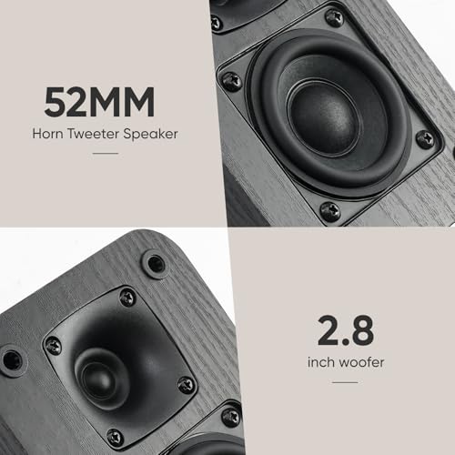 Image of Saiyin 5.0 Surround Sound Speakers, 235 Watts Peak Power | Home Theater Speakers with Black Classic Retro Wood Grain, Amplifier or Receiver Required, Cable Not Included