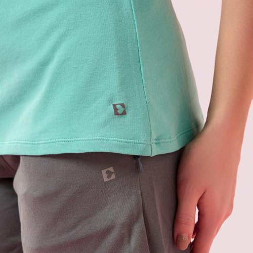 Image of Enamor Short Sleeve Crew Neck Regular Length Basic Crew T-Shirt for Women - Slim Fit, Soft and Breathable Stretch Cotton - E047